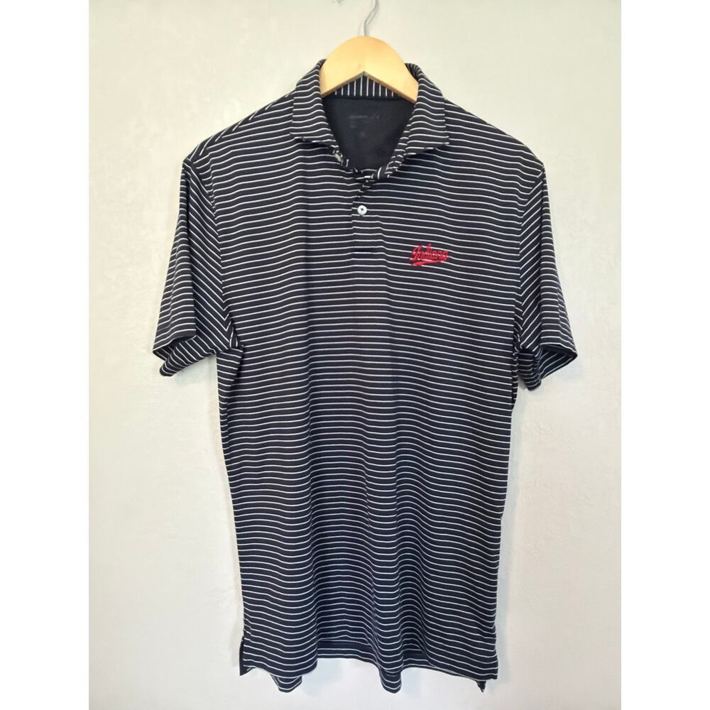 Johnnie-O Black Striped Performance Jersey Polo SZ M
